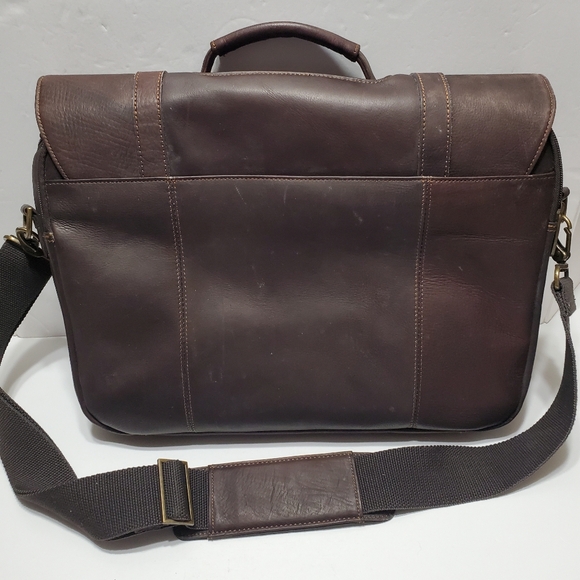 Samsonite Brown Leather Laptop Messenger Bag 16x12x3" Shoulder Strap - Picture 2 of 13